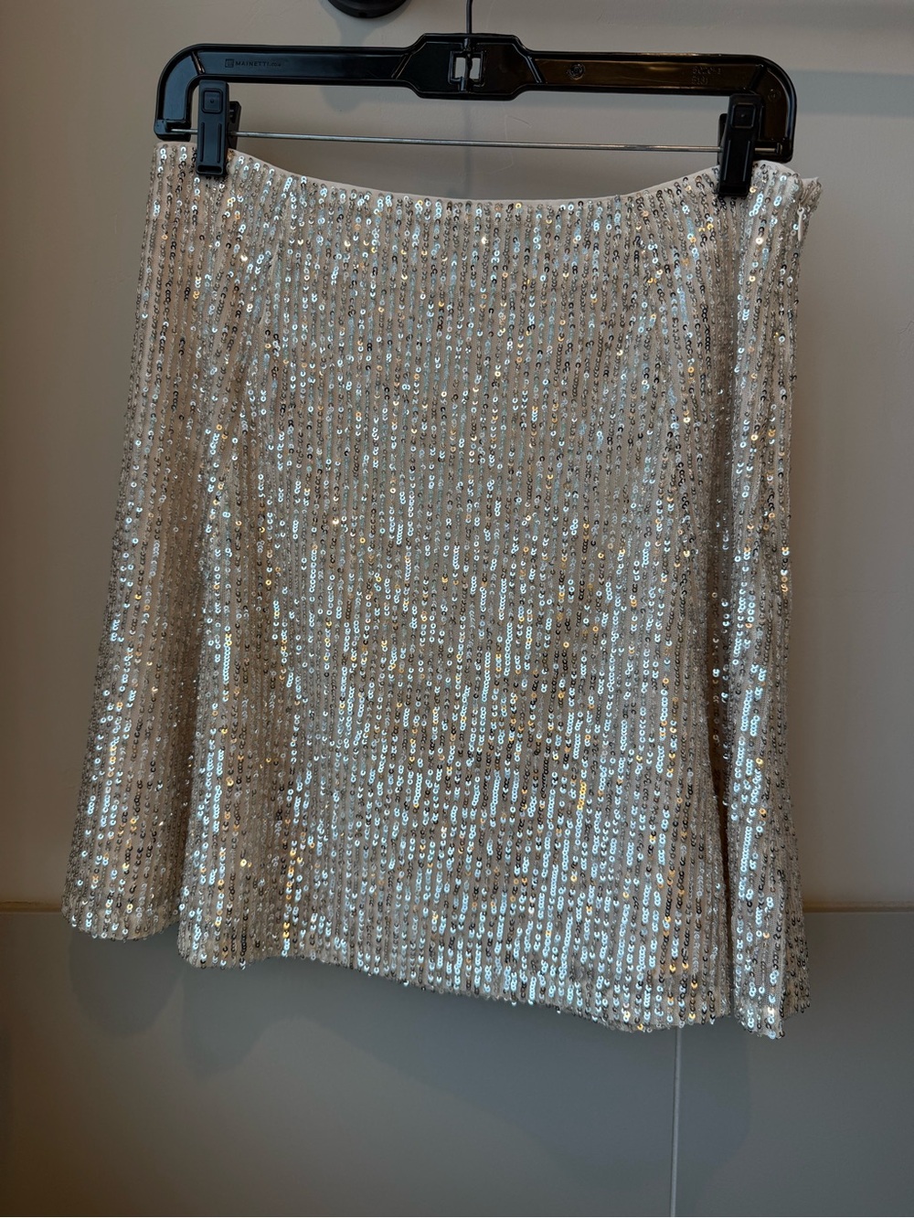 LOFT Silver Sequin Mini Skirt